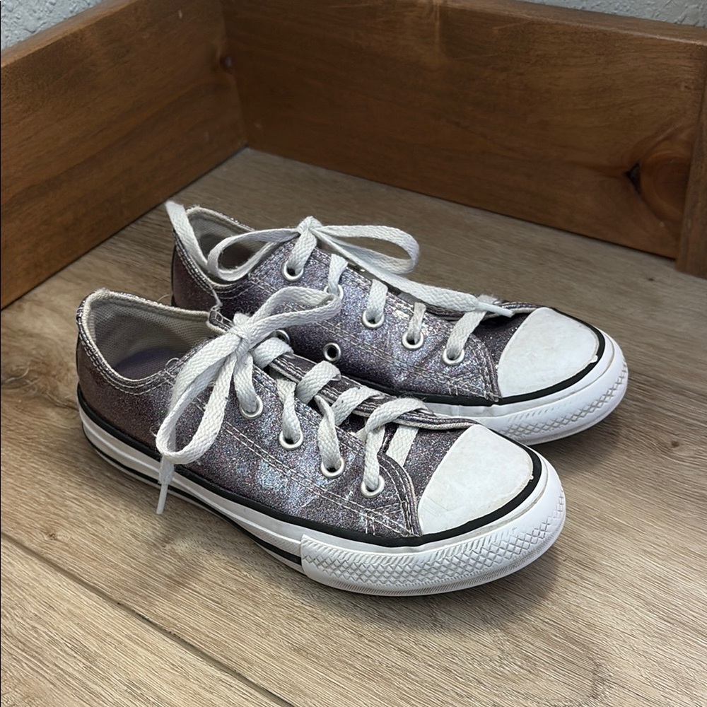 Kids Glittery Sneakers in Silver and White